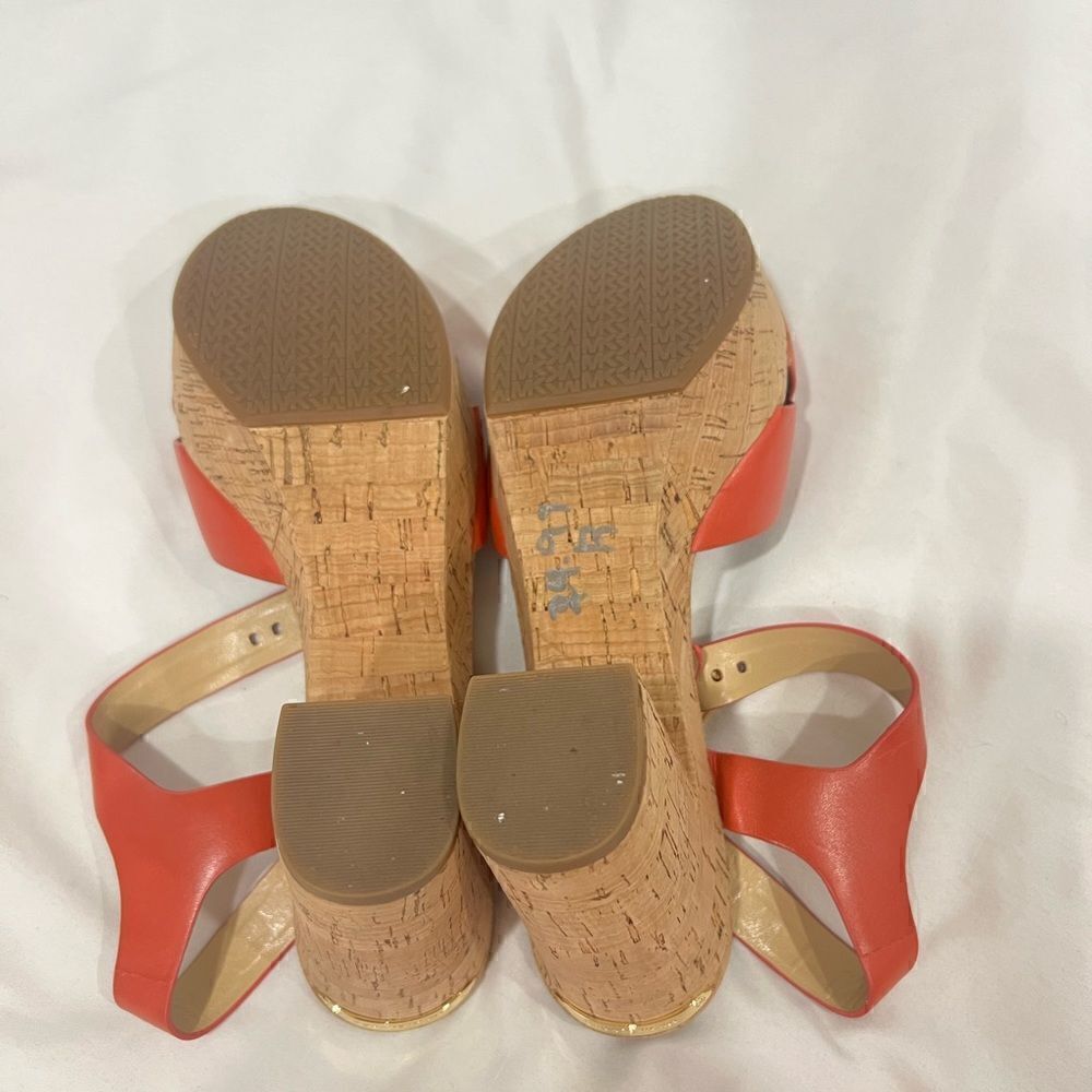 Michael kors Natalia cork platforms orange open toe sandals size 9.5 - Picture 7 of 8